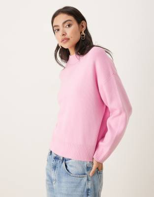 Mango High Neck Sweater In Pink