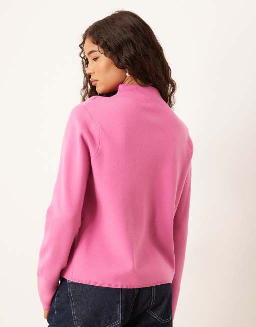 Mango high neck sweater in pink, 4 of 4