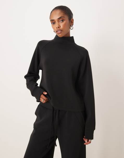 Mango high neck sweatshirt co-ord in black - view 1