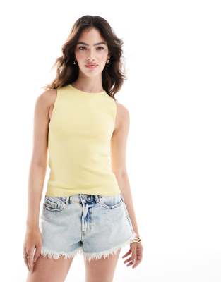 high neck tank top in yellow