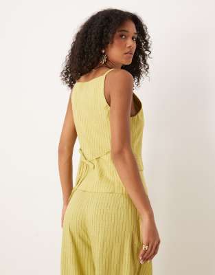 Mango Luca Stripe Vest In Yellow