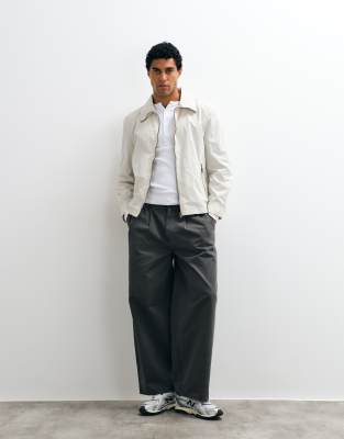 Mango High Neck Zip Through Jacket In Neutral