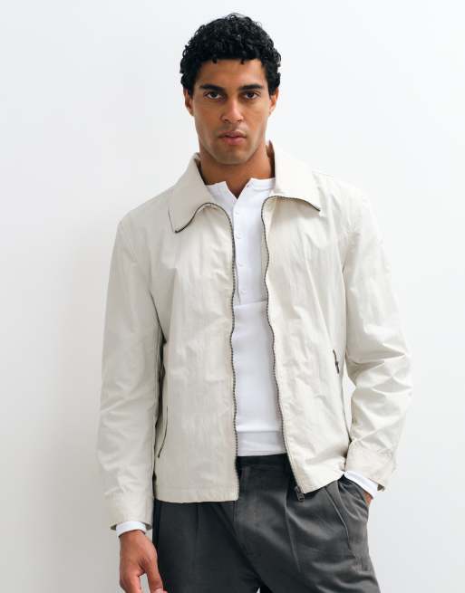 Mango high neck zip through jacket in cream, 2 of 5