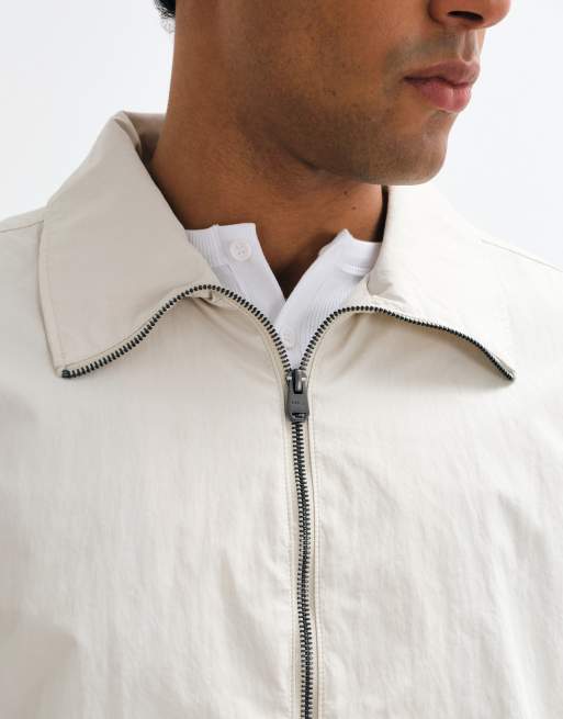 Mango high neck zip through jacket in cream, 3 of 5