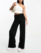  Other Stories stretch high waist wide leg pants with zip details in black