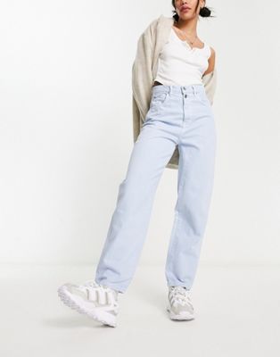 Mango high rise mom jeans in light blue wash - ASOS Price Checker