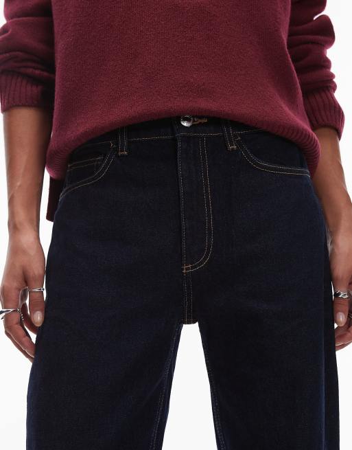 Mango high waist straight leg jean in dark blue wash ASOS