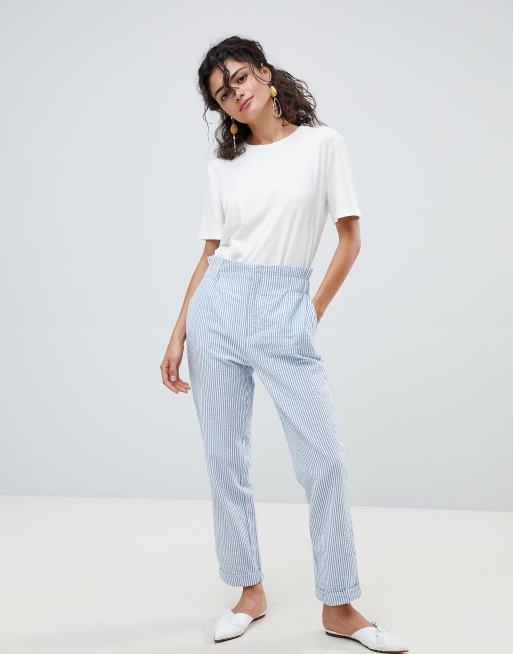 Blue store striped trousers