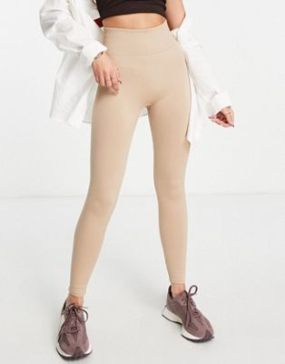 Mango high waisted active leggings in light pink