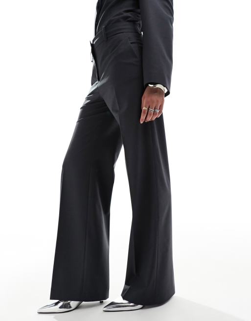 Mango high waisted co-ord straight leg trousers in petrol, 2 of 5