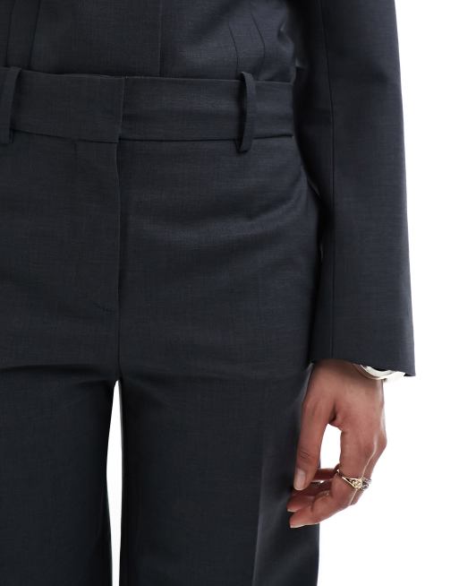 Mango high waisted co-ord straight leg trousers in petrol, 5 of 5