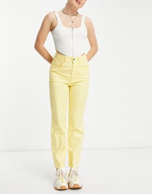 Mango high waisted mom jeans in pastel yellow