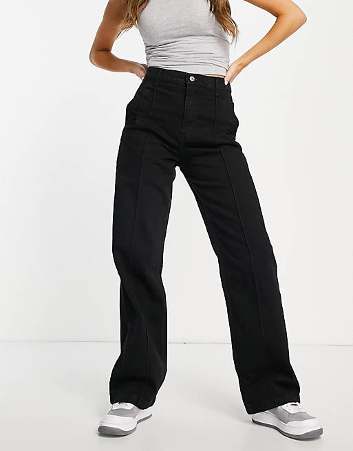 Womens Clothing Jeans Wide-leg jeans Mango Denim High-waist Wideleg Jeans Black 