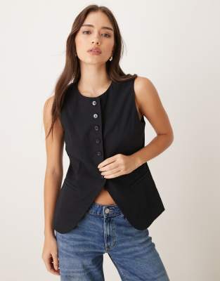 Mango - Hochgeschlossene, elegante Weste in Schwarz, Kombiteil