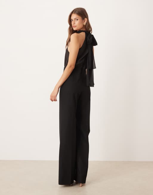 Mango – Hochgeschlossener Jumpsuit in Schwarz mit transparentem Detail, 3 von 4