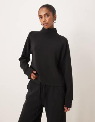 Mango - Hochgeschlossenes Sweatshirt in Schwarz, Kombiteil