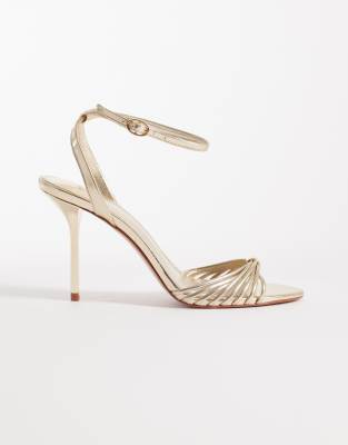 Mango - Hohe Absatzschuhe in Metallic-Gold-Goldfarben