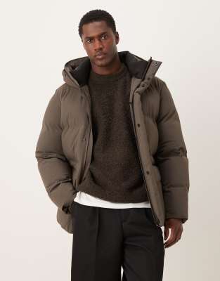 Mango Hooded Puffer Jacket In Green