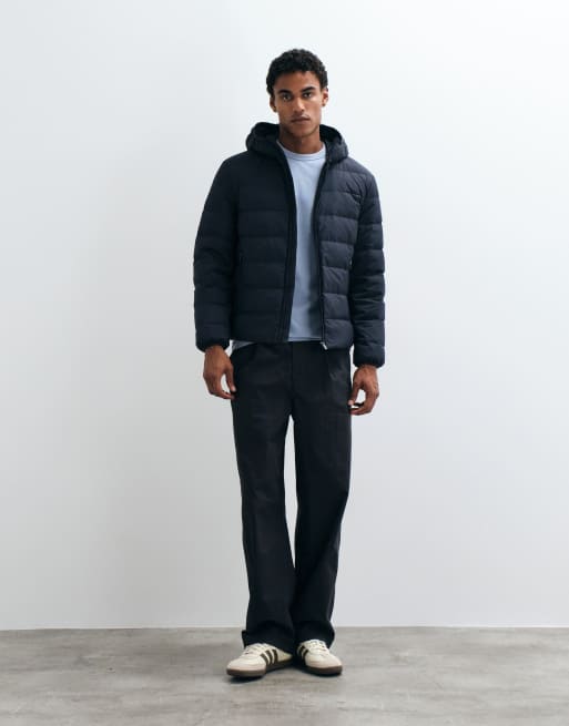 Mango hooded puffer jacket in navy, 4 of 5