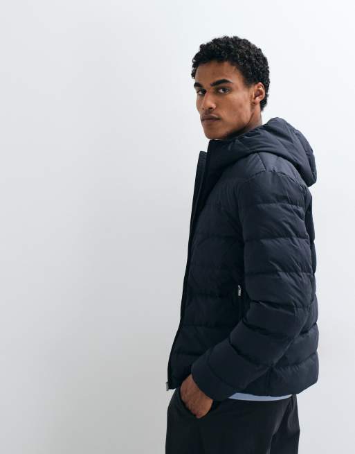 Mango hooded puffer jacket in navy, 5 of 5
