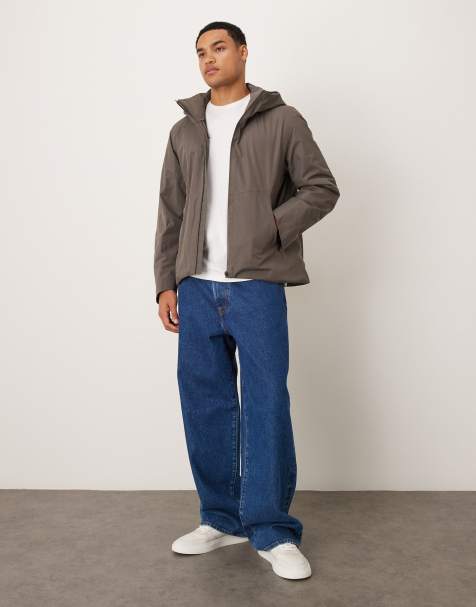 Mango hooded zip through jacket in brown - view 1