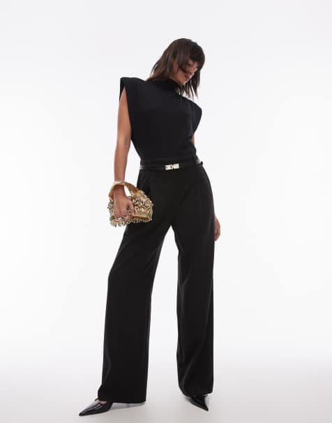 Mango - Hoogsluitende jumpsuit met riem in zwart - view 1