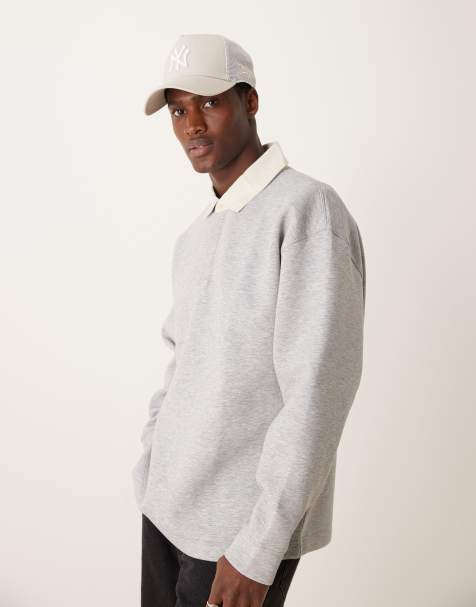 Mango - Hoogsluitende polo-T-shirt met lange mouwen in grijs - view 1