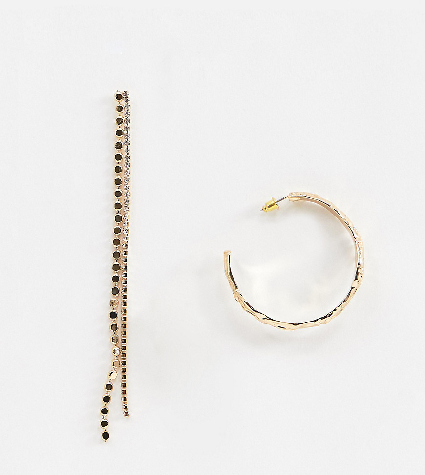 Mango hoop and chain earring in gold