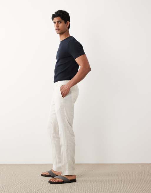 Mango – Hose aus 100% Leinen in Ecru mit Nadelstreifen, 3 von 5