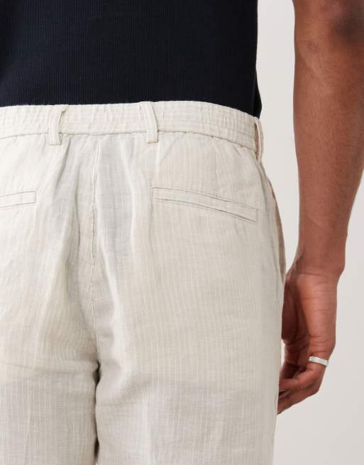 Mango – Hose aus 100% Leinen in Ecru mit Nadelstreifen, 4 von 5