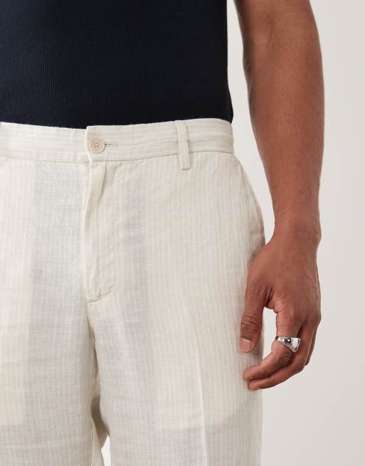 Mango – Hose aus 100% Leinen in Ecru mit Nadelstreifen, 5 von 5