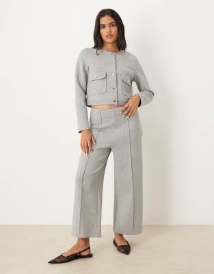 Mango - Hose aus Baumwollmix in Grau mit weicher Haptik und Bundfalten vorne, Kombiteil