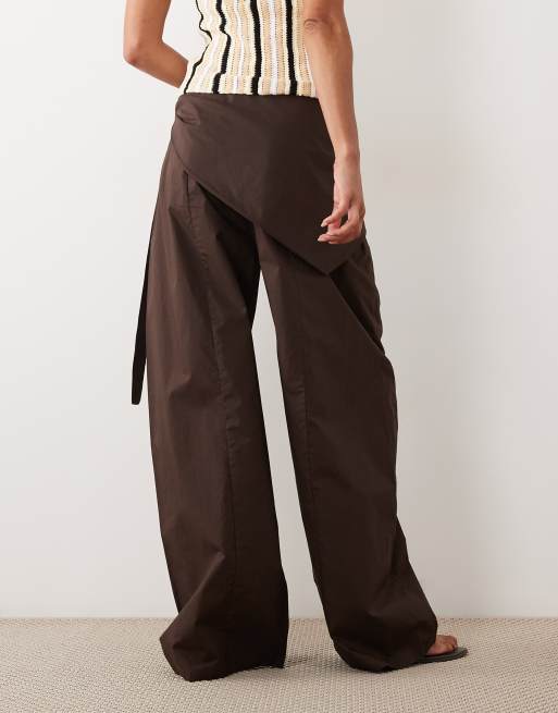Mango Hose mit Schal-Detail und Barrel-Leg in Braun, 3 von 5