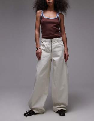 Mango - Hunter - Jean baggy zippé sur le devant - Blanc