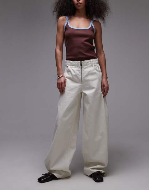 Mango - Hunter - Jeans ampi bianchi con zip sul davanti - view 1
