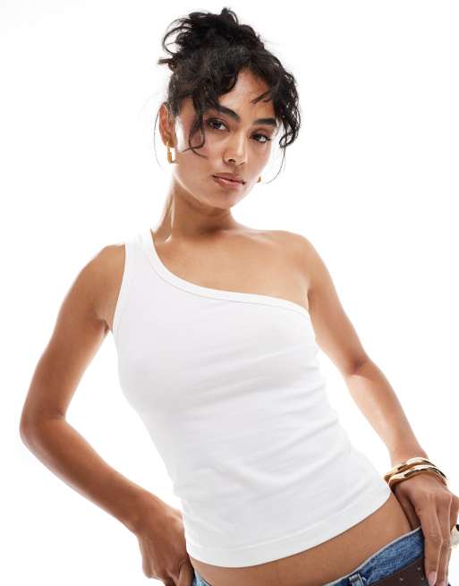 Mango - Hvid oneshoulder-top