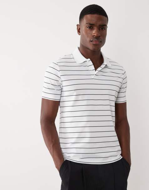 Mango - Hvid polo-T-shirt med korte ærmer og striber - view 1