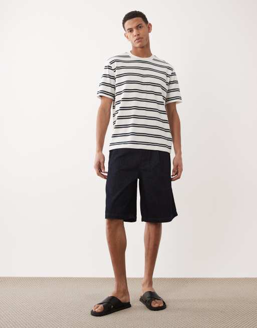 Mango - Hvid T-shirt i bomuldsrigt stof med striber, 2 af 5