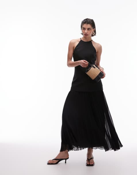 Mango hybrid maxi dress with pleat hem in black - view 1