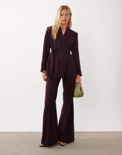 Mango - Iguana - Elegante flare-broek in kastanjebruin, deel van co-ord set - view 1