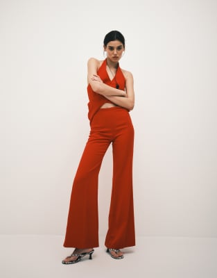 Mango Iguana Tailored Straight Pants In Red
