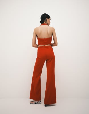 Mango Iguana Tailored Straight Pants In Red