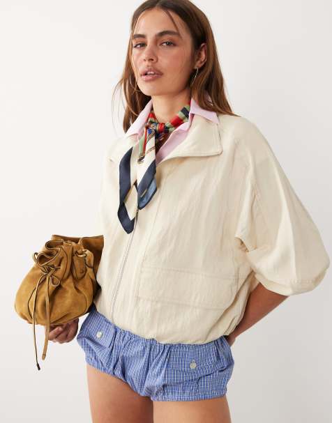 Mango - In collaborazione con Hailey Bieber - Giacca bomber beige con collo a imbuto e zip - view 1