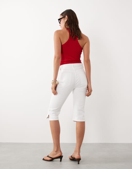 Mango - In collaborazione con Hailey Bieber - Pantaloni capri in denim bianchi, 4 di 5