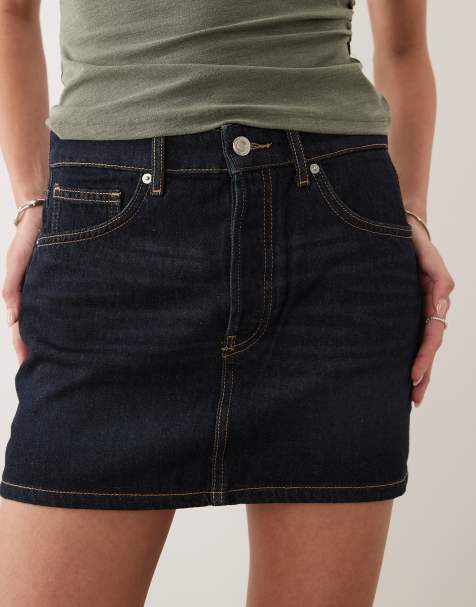 Mango - Indigoblå mininederdel i mikro-denim af 100% bomuld - view 1