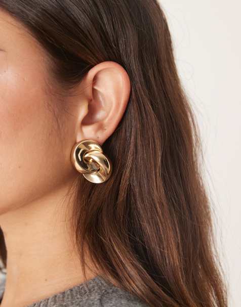 Mango interlocked stud earrings in gold - view 1