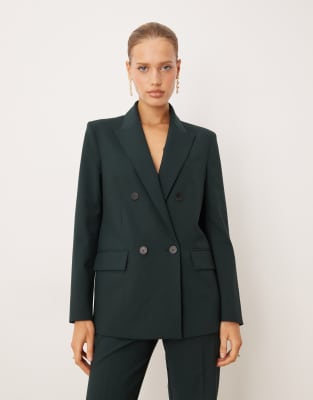 Mango - Irese - Eleganter Blazer aus Wollmix in Tannengrün, Kombiteil