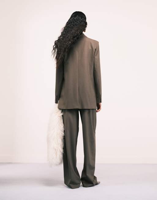 Mango - Iris - Pantaloni sartoriali in misto lana marrone chiaro con piega sul davanti in coordinato, 4 di 5