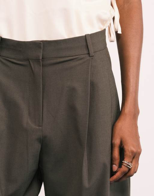 Mango - Iris - Pantaloni sartoriali in misto lana marrone chiaro con piega sul davanti in coordinato, 5 di 5