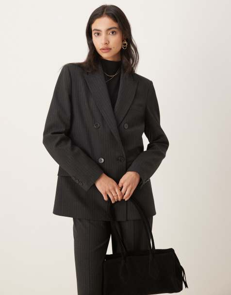 Mango - Irise - Blazer d'ensemble habillé à rayures fines - Gris - view 1